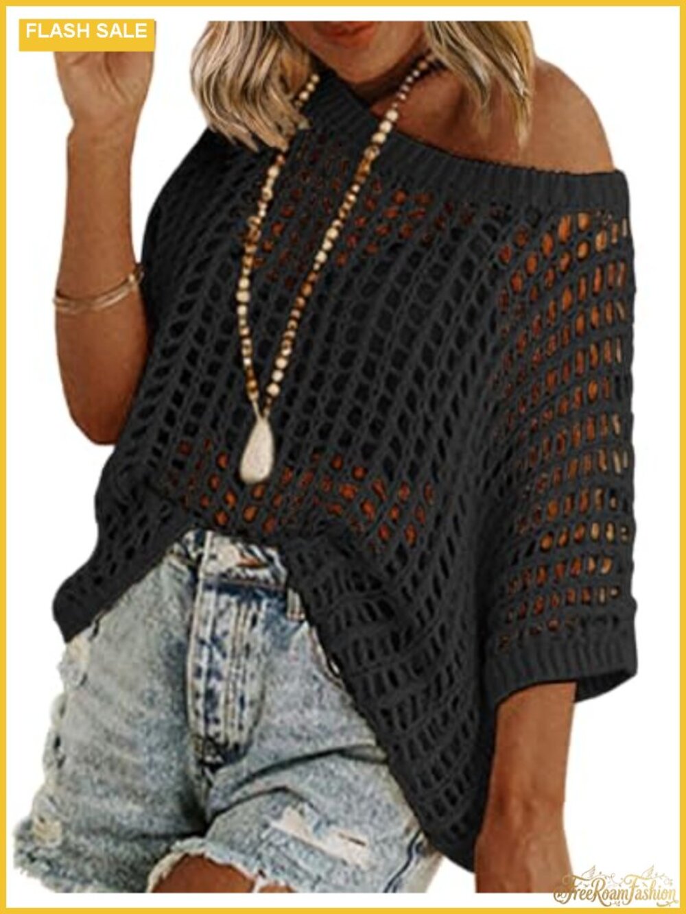 Zeagoo Short Sleeve Crochet Sweater Lightweight Summer Top Beach Coverup